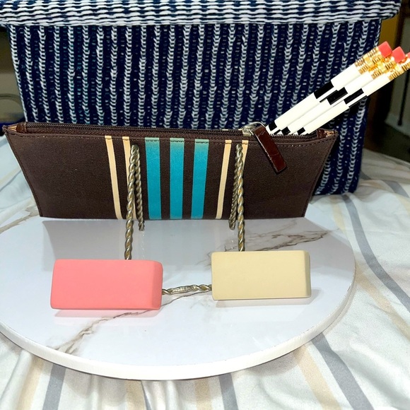 HP🎉Kate Spade New York Becca Pencil Case Andy Stripe, NWT, Vintage, Rare - Picture 6 of 13